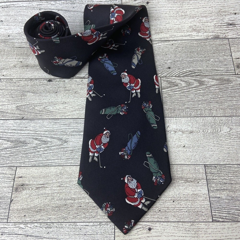 Christopher Hayes Santa Claus Golf Tie Blue Mens Golfing Bag Christmas In July